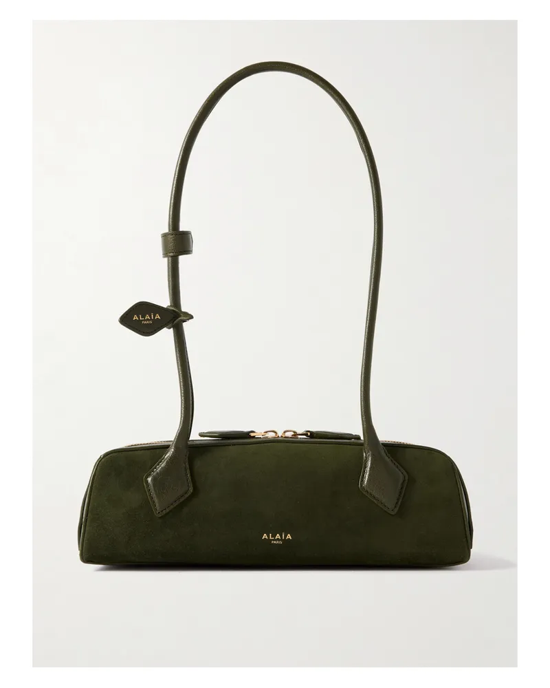 Alaïa Le Teckel Small Leather-trimmed Suede Shoulder Bag - Green Green