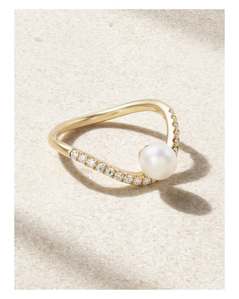 MIZUKI Ring Aus 14 karat Gold Mit Diamanten Und Perle - Weiß Weiß