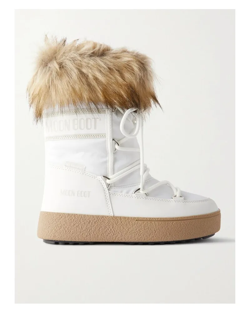 Moon Boot Ltrack Monaco Schneestiefel Aus Shell Und Kunstleder Mit Faux-fur-besatz - Weiß Weiß