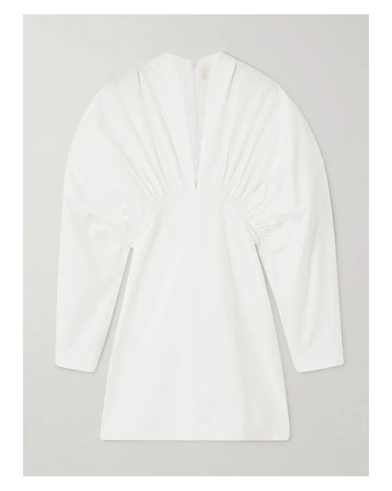 DESTREE Atsuko Minikleid Aus Baumwollpopeline Mit Raffungen - Weiß Weiß