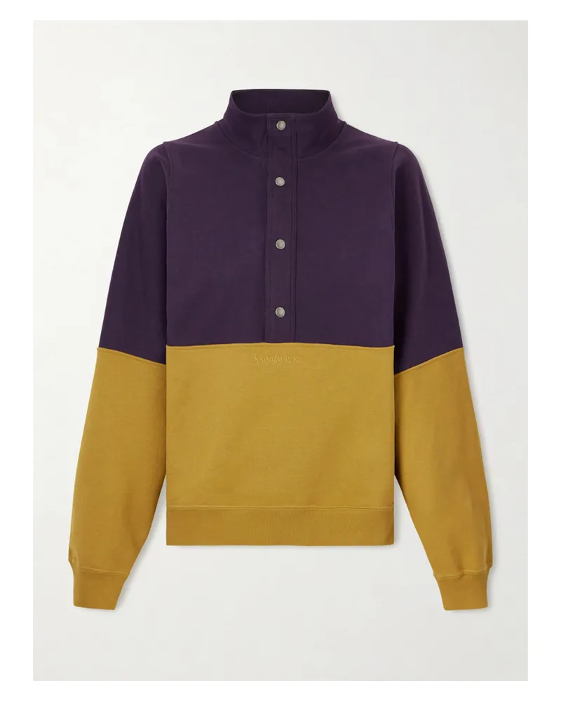 Saint Laurent Embroidered Two-tone Cotton-jersey Sweatshirt - Multi Multi