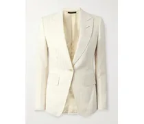 Blazer Aus Einer Wollmischung Mit Nadelstreifen - Weiß