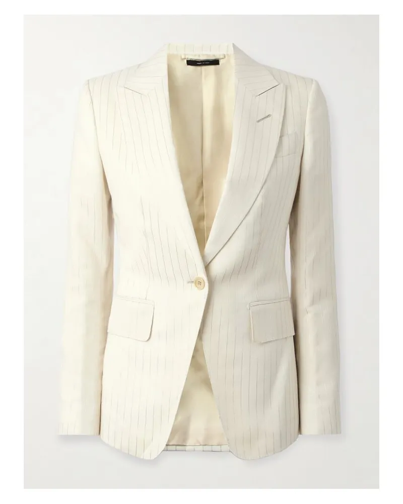 Tom Ford Blazer Aus Einer Wollmischung Mit Nadelstreifen - Weiß Weiß