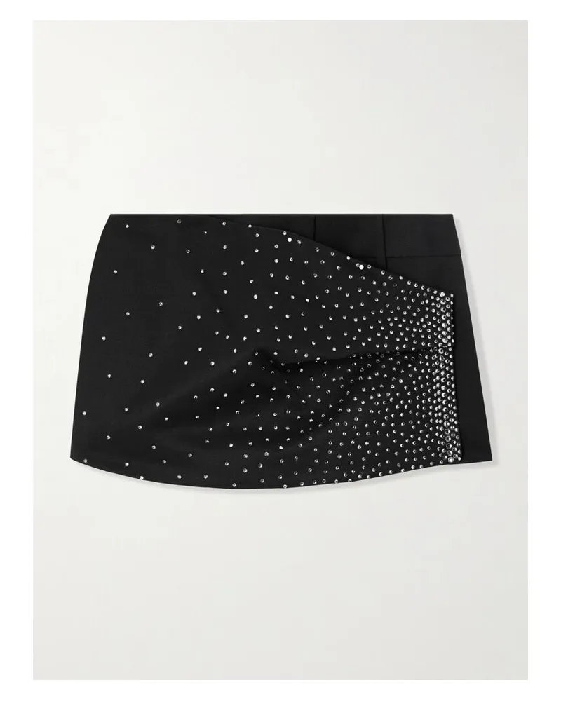 ATTICO Shorts Aus Wolle Mit Wickeleffekt Und Kristallen - Schwarz Schwarz