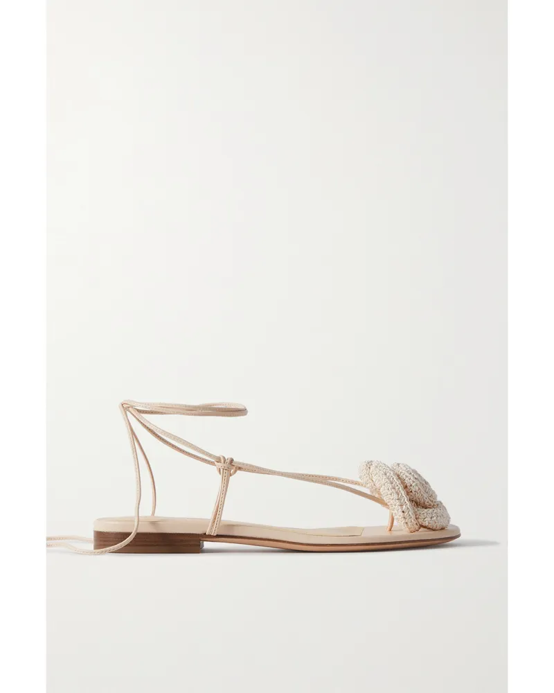 Magda Butrym Crocheted Cotton-blend And Leather Sandals - Cream Cream