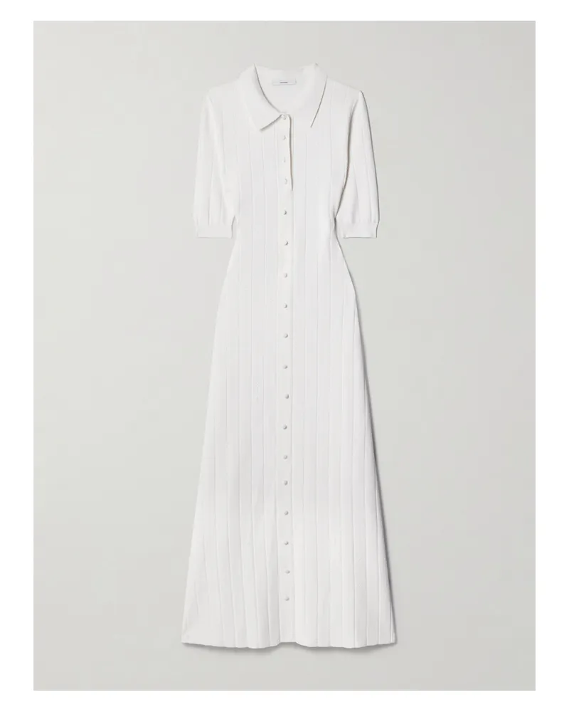 Adam Lippes Fenwick Midikleid Aus Recyceltem Pointelle-strick - Elfenbein Elfenbein
