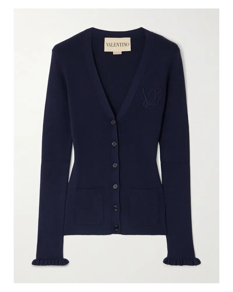Valentino Garavani Cardigan Aus Wolle Mit Stickerei - Blau Blau