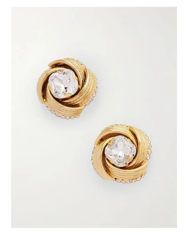 Alessandra Rich Torchon Goldfarbene Ohrclips Mit Kristallen Gold