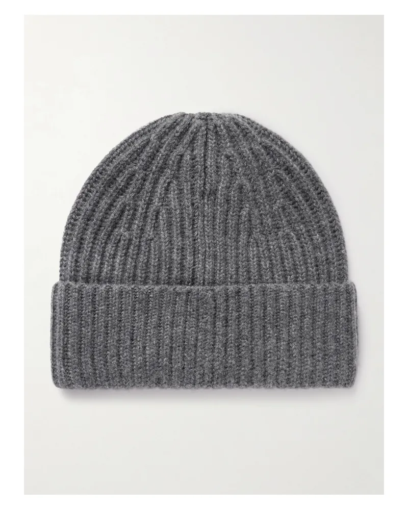 Lisa Yang Martigny Ribbed Cashmere Beanie - Gray Gray