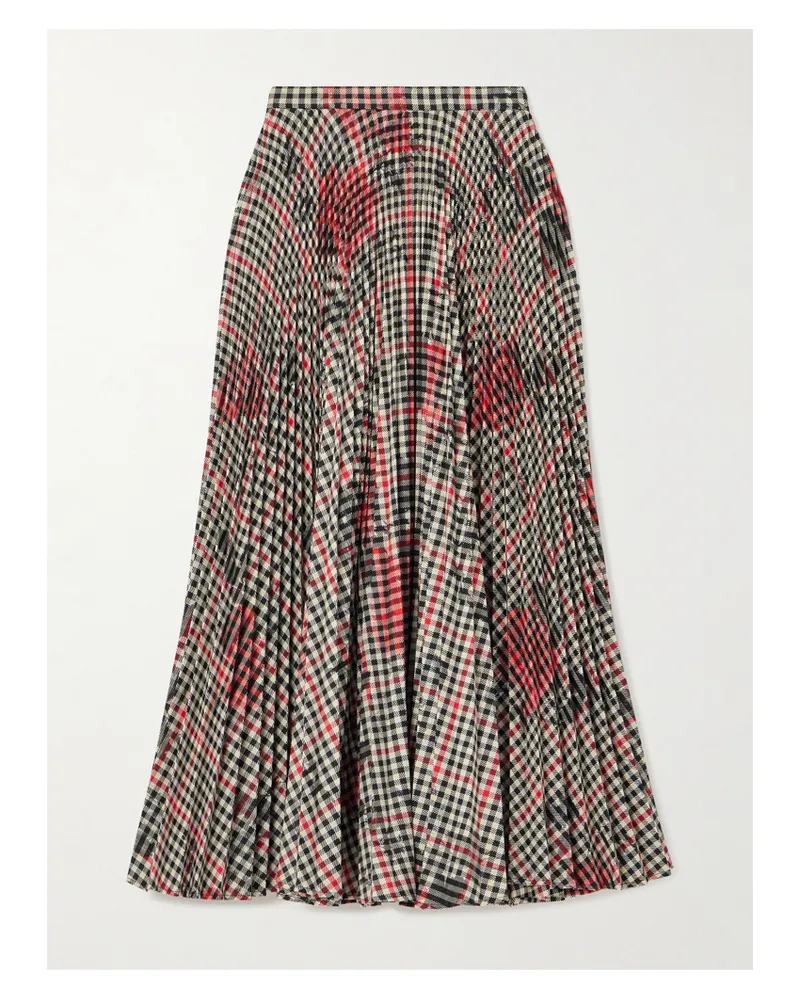 Erdem Midirock Aus Karierter Baumwolle Mit Blumenprint Und Falten - Schwarz Schwarz