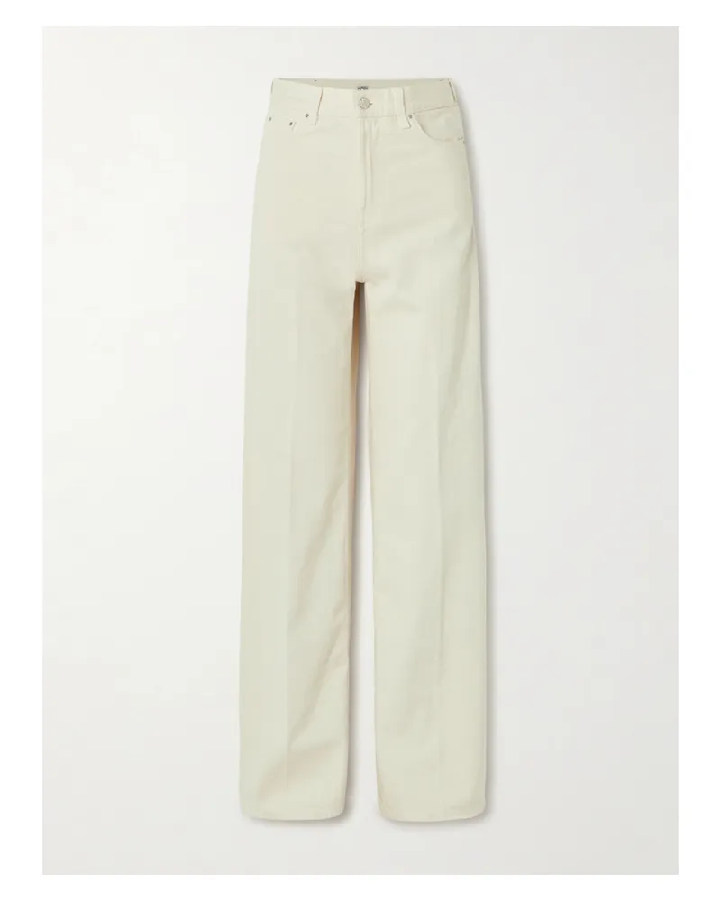 Totême Pleated High-rise Wide-leg Organic Jeans - Neutrals Neutrals
