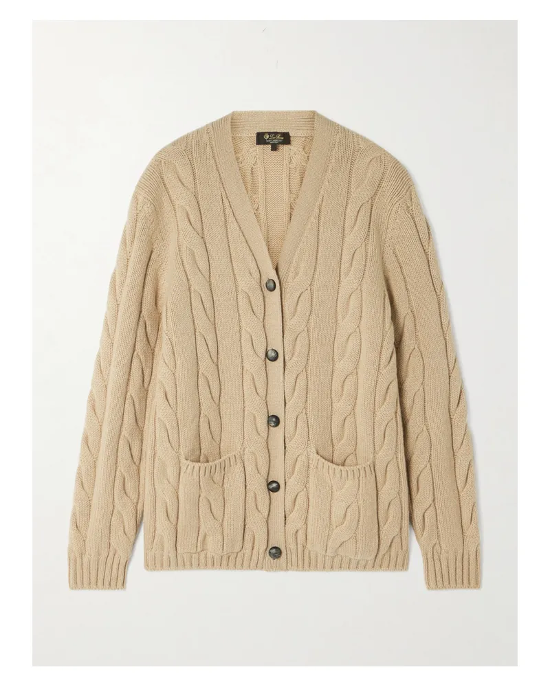 Loro Piana Napier Cable-knit Cashmere Cardigan - Neutrals Neutrals