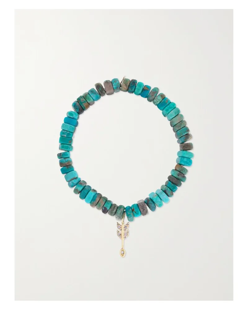 Sydney Evan Small Arrow Armband Mit Türkisen, Diamanten Und Details Aus 14 Karat Gold - Blau Blau