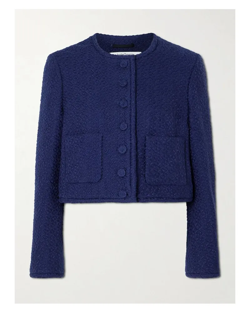 Another Tomorrow Verkürzte Jacke Aus Biobaumwoll-tweed - Blau Blau