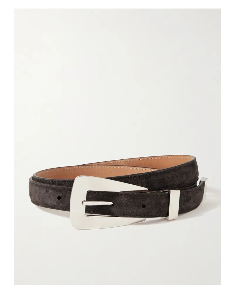 KHAITE Lucca Suede Belt - Brown Brown