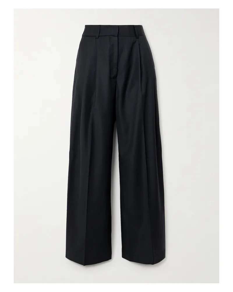 BEARE PARK Hose Mit Weitem Bein Aus Woll-twill Mit Falten - Grau Grau