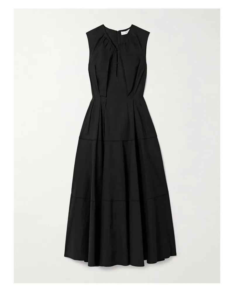 Proenza Schouler Kailey Maxikleid Aus Stretch-baumwollpopeline Mit Falten - Schwarz Schwarz