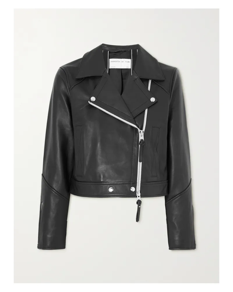 Shoreditch Ski Club Vyner Bikerjacke Aus Leder - Schwarz Schwarz