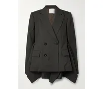 Glen Doppelreihiger Blazer Aus Wolle Mit Glencheck-muster Und Raffungen - Grün