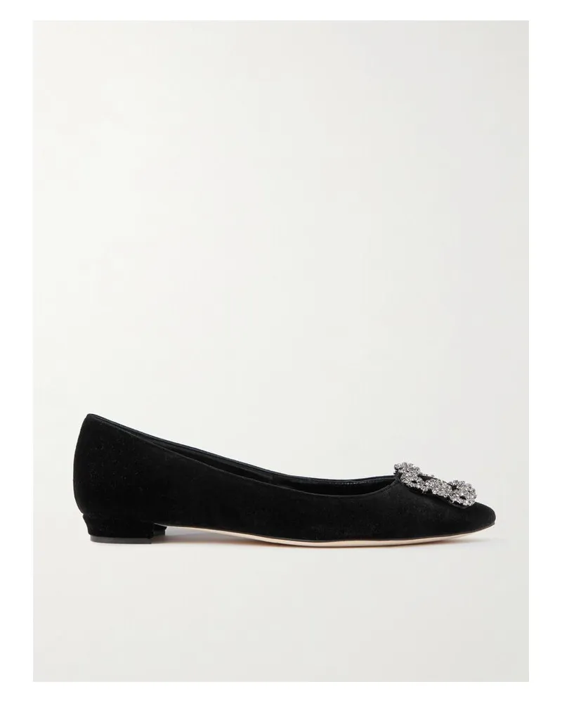 Manolo Blahnik Hangisiflat Ballerinas Aus Samt Mit Verzierung - Schwarz Schwarz