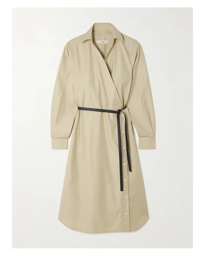 PURDEY Midi-hemdblusenkleid Aus Popeline Aus Einer Mischung Aus Baumwolle Und Tencel™ Lyocell Mit Wickeleffekt Und Bindegürtel - Neutral Neutral