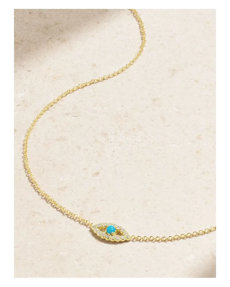 Jennifer Meyer Evil Eye Mini Kette Aus 18 Karat Gold Mit Diamanten Und Türkis Gold