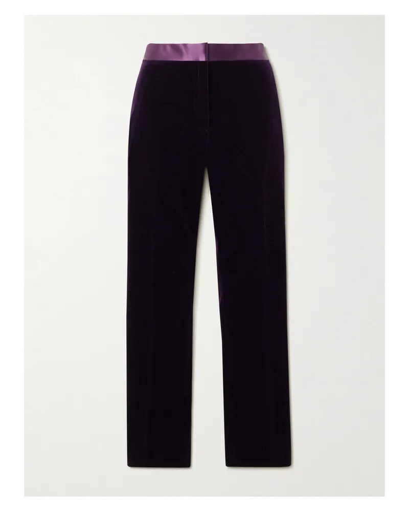 Tom Ford Hose Mit Geradem Bein Aus Baumwollsamt Mit Satinbesatz - Lila Lila