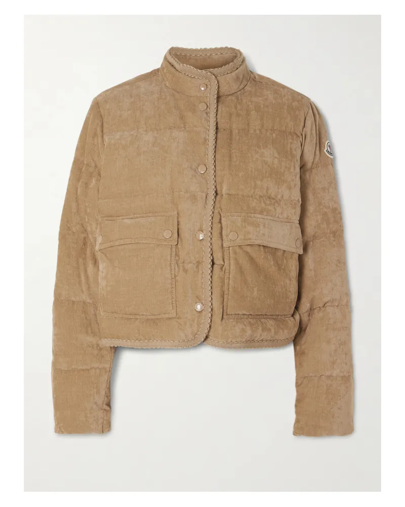 Moncler Essarts Ricrac-trimmed Quilted Padded Down Corduroy Jacket - Brown Brown