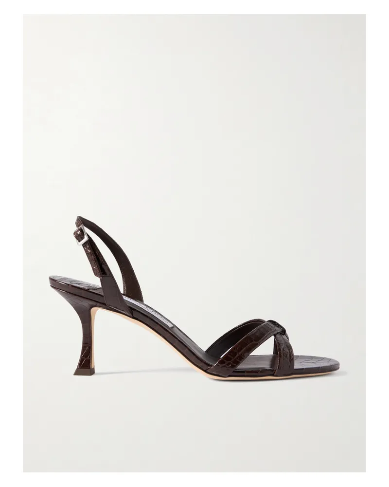 Jimmy Choo Elsy 70 Slingback-sandalen Aus Leder Mit Krokodileffekt - Braun Braun