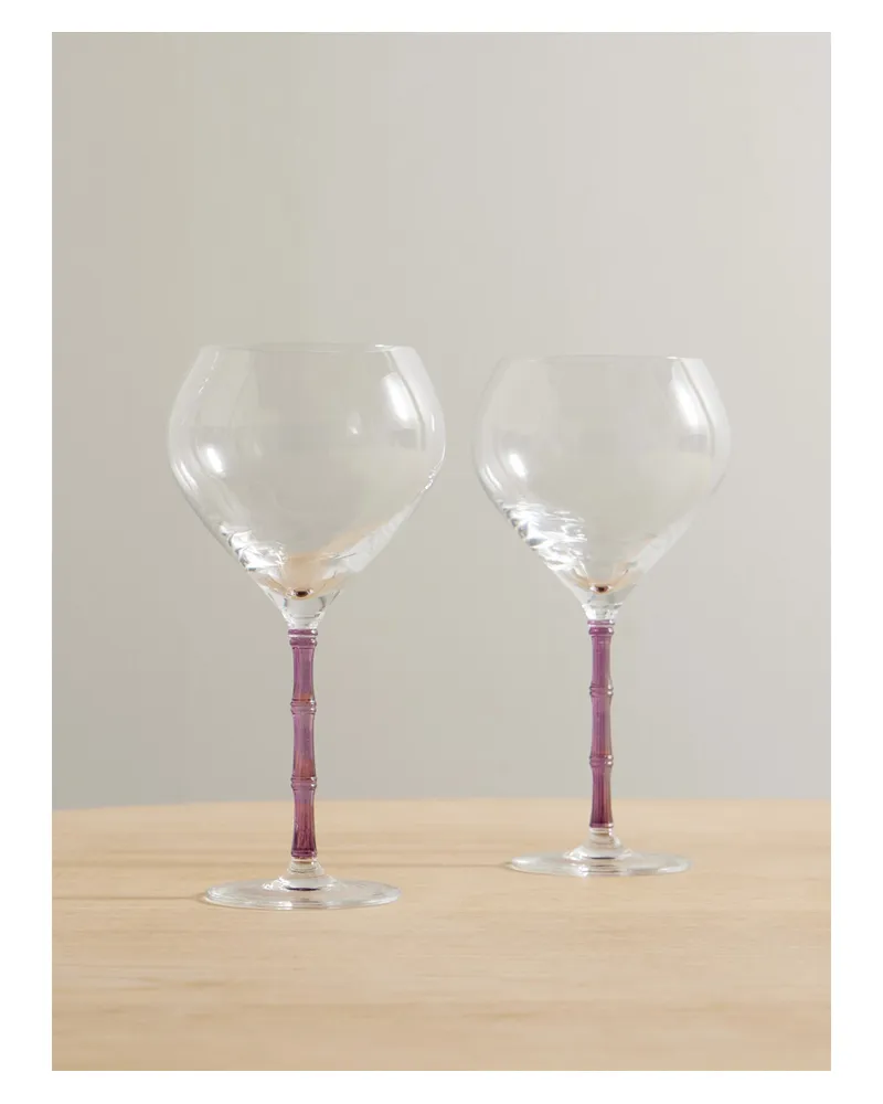 La DoubleJ Bamboo Balloon Set Aus Zwei Kristallgläsern - Pink Pink