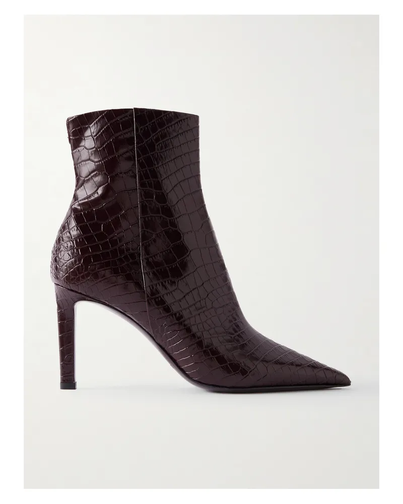 Jimmy Choo Frankie 85 Ankle Boots Aus Leder Mit Krokodileffekt - Burgunder Burgunder
