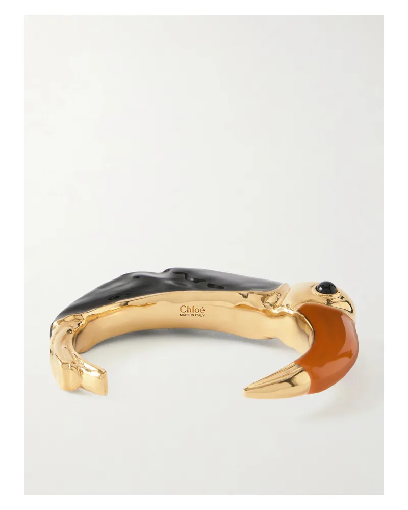 Chloé Gold-tone, Enamel And Resin Cuff Gold