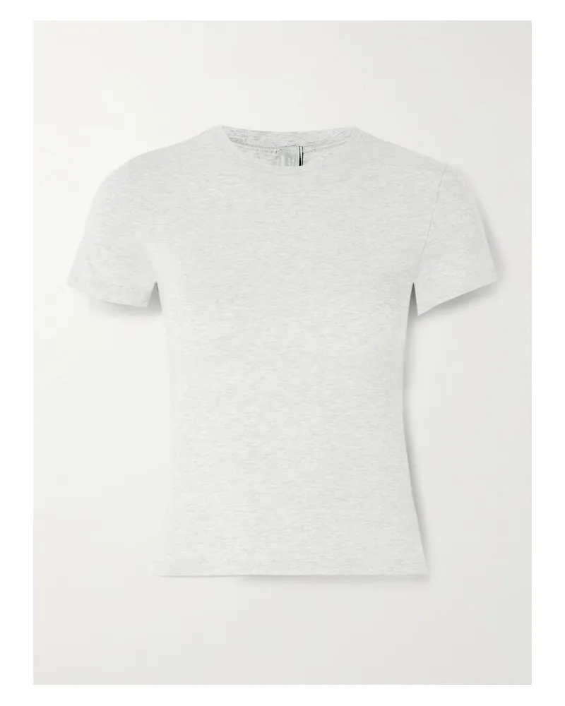 SKIMS Cotton Jersey T-shirt – Light Heather Grey – T-shirt Aus Stretch-baumwoll-jersey - Grau Grau