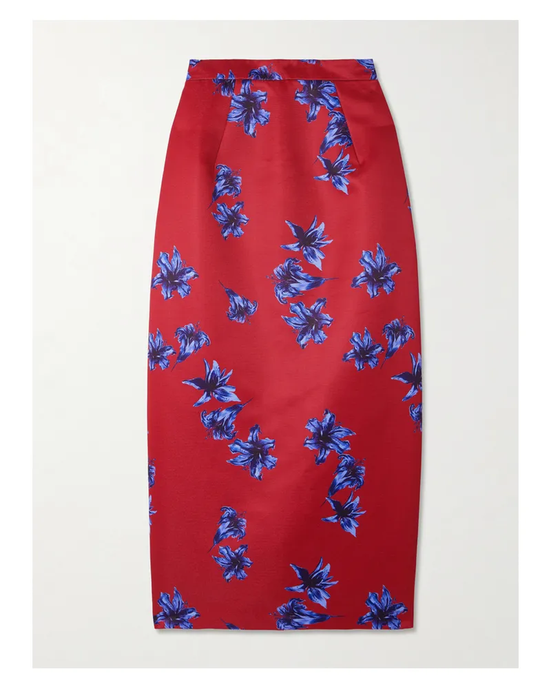 EMILIA WICKSTEAD Lorelei Midirock Aus Faille Mit Blumenprint - Rot Rot