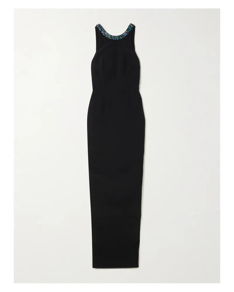 Balmain Open-back Crystal-embellished Crepe Gown - Black Black
