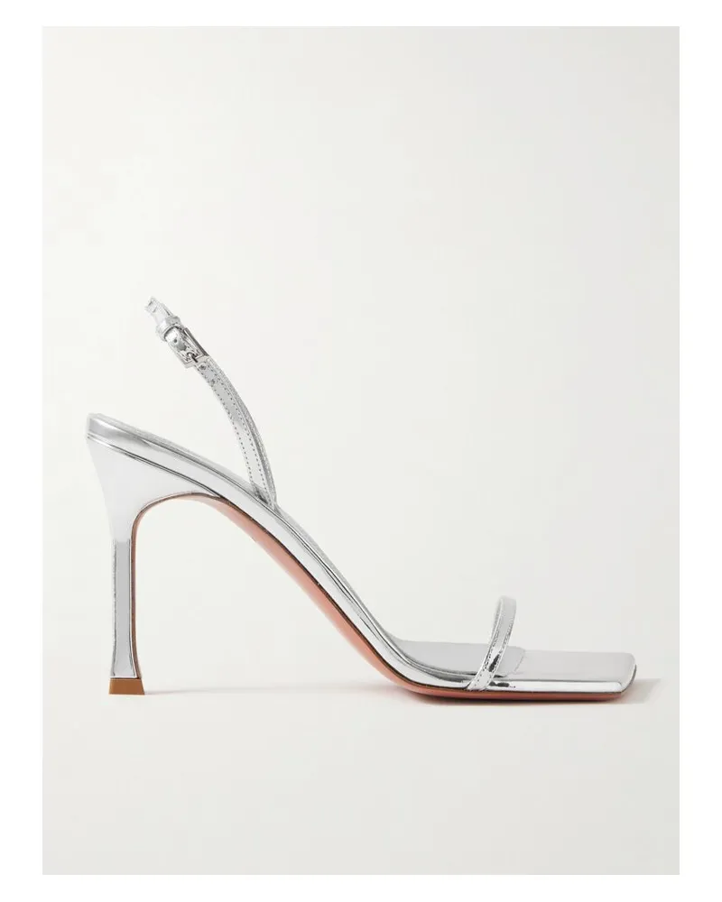 Amina Muaddi Maya Sandalen Aus Leder Mit Spiegeleffekt - Silber Silber