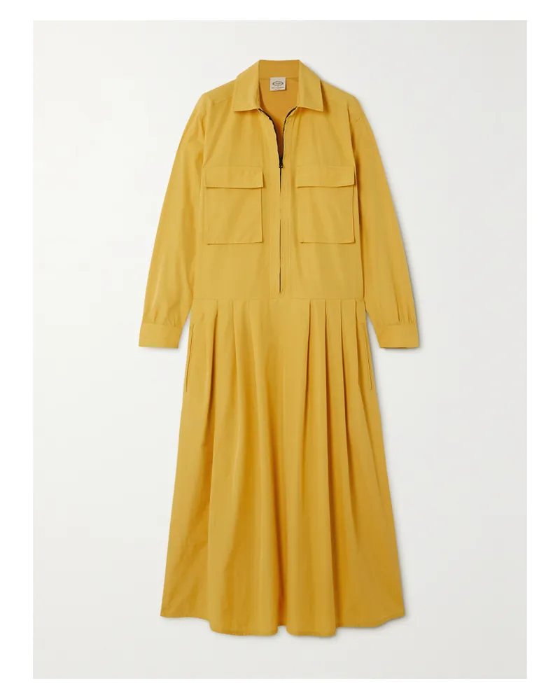 TOD'S Midi-hemdblusenkleid Aus Baumwollpopeline Mit Falten - Gelb Gelb