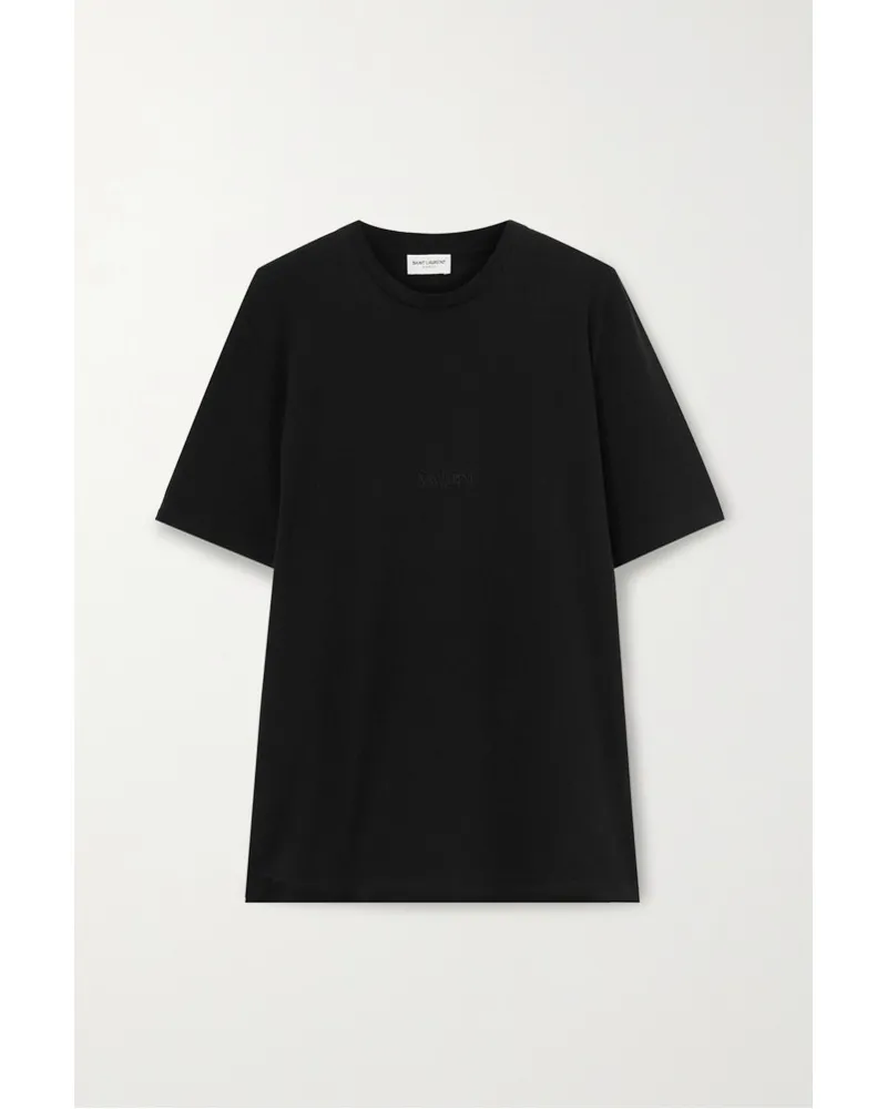 Saint Laurent T-shirt aus Baumwolle mit Stickerei Schwarz