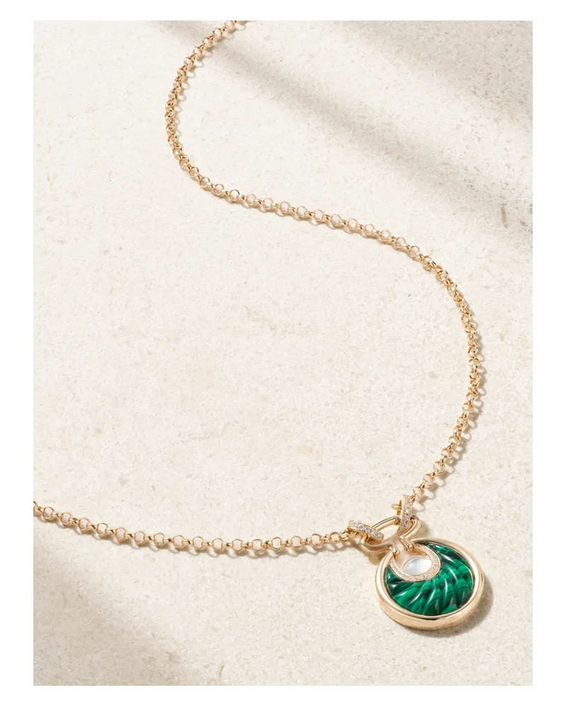 L’Atelier Nawbar Circus Moon Small Kette Aus 18 Karat Gold Mit Mehreren Steinen - Grün Grün