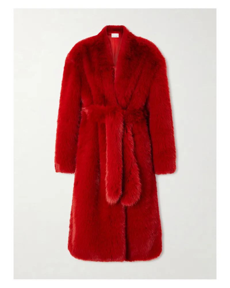 FRANKIE Shop Destini Belted Padded Plush Coat - Red Red