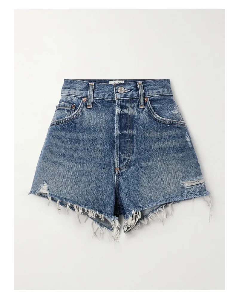 AGOLDE Parker Vintage Cutoff Organic Denim Shorts - Blue Blue