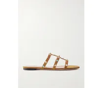 Rockstud Bead-embellished Suede Sandals - Brown