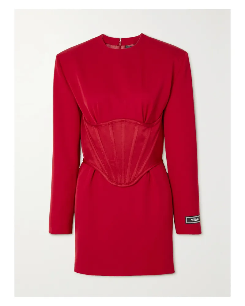 Versace Minikleid Aus Crêpe Mit Besätzen Aus Seidensatin - Rot Rot