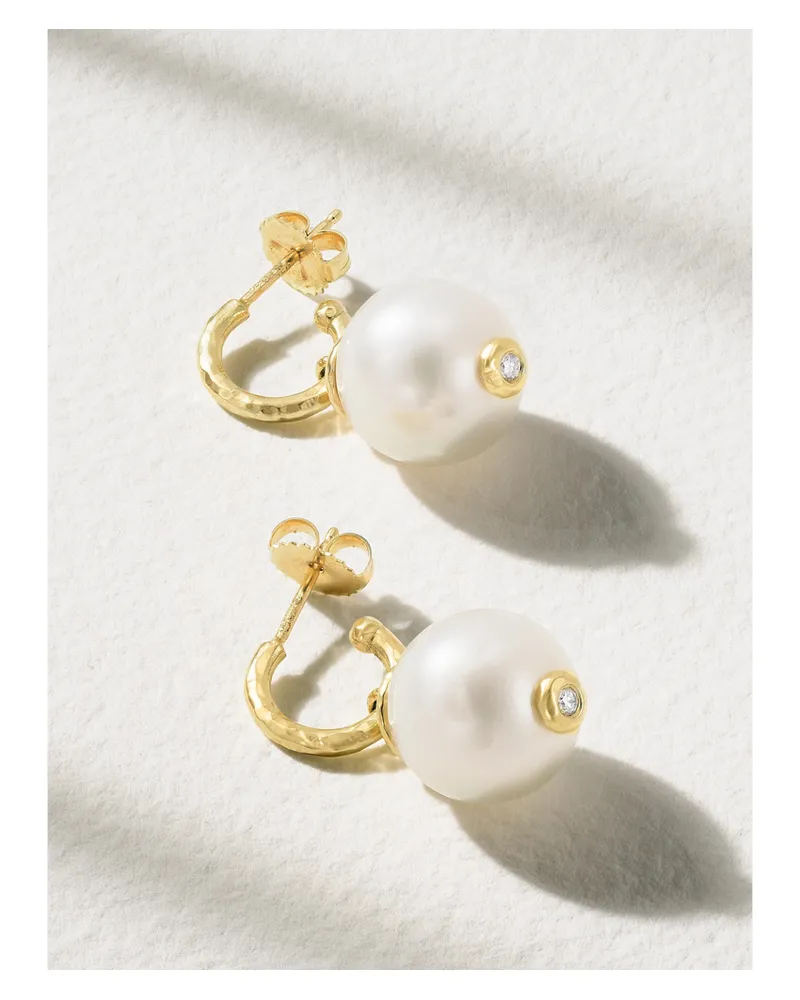 Octavia Elizabeth Ohrringe Aus 18 Karat Gold Mit Perlen Und Diamanten - Weiß Weiß