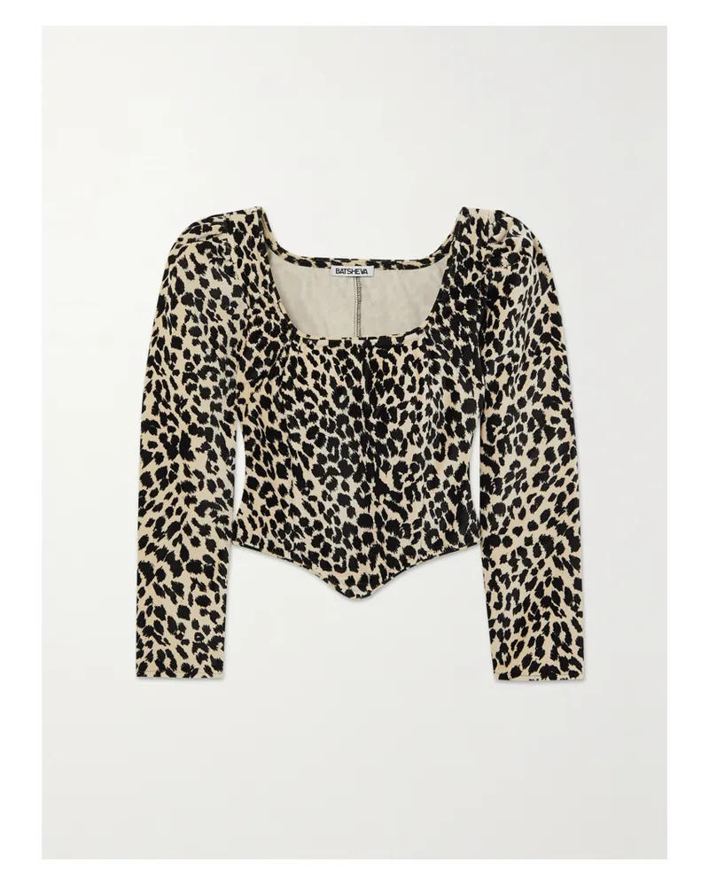 BATSHEVA Dirndl Verkürztes Oberteil Aus Baumwollsamt Mit Leopardenprint - Neutral Neutral