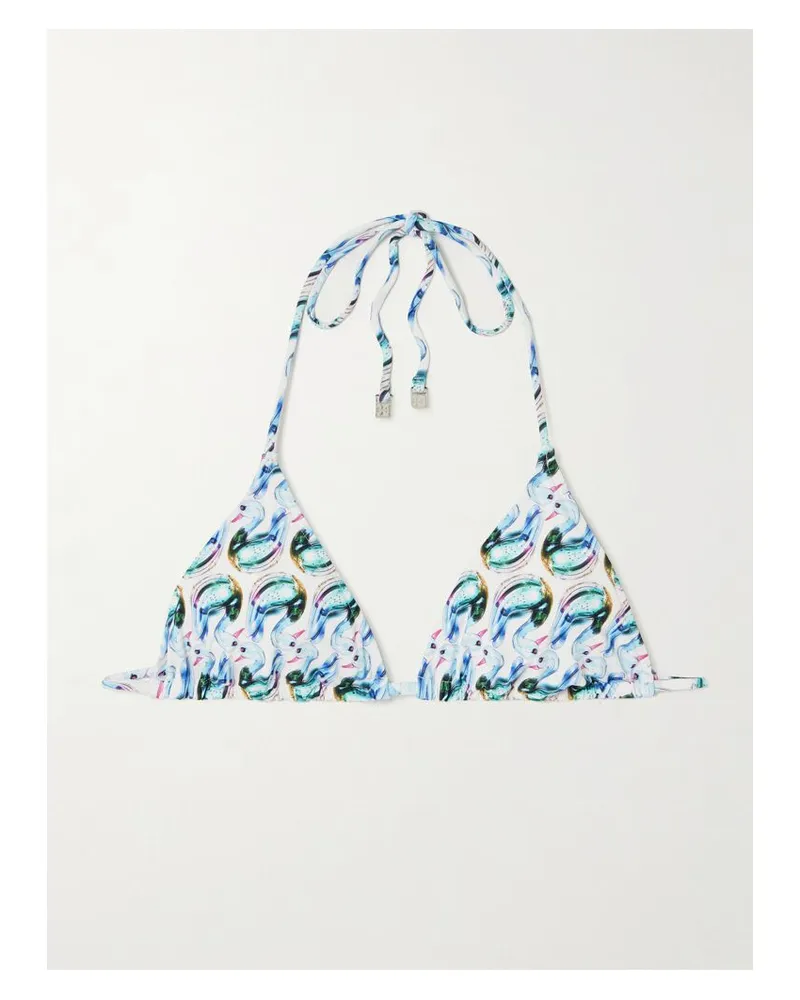 Tory Burch Bedrucktes Triangel-bikini-oberteil - Blau Blau