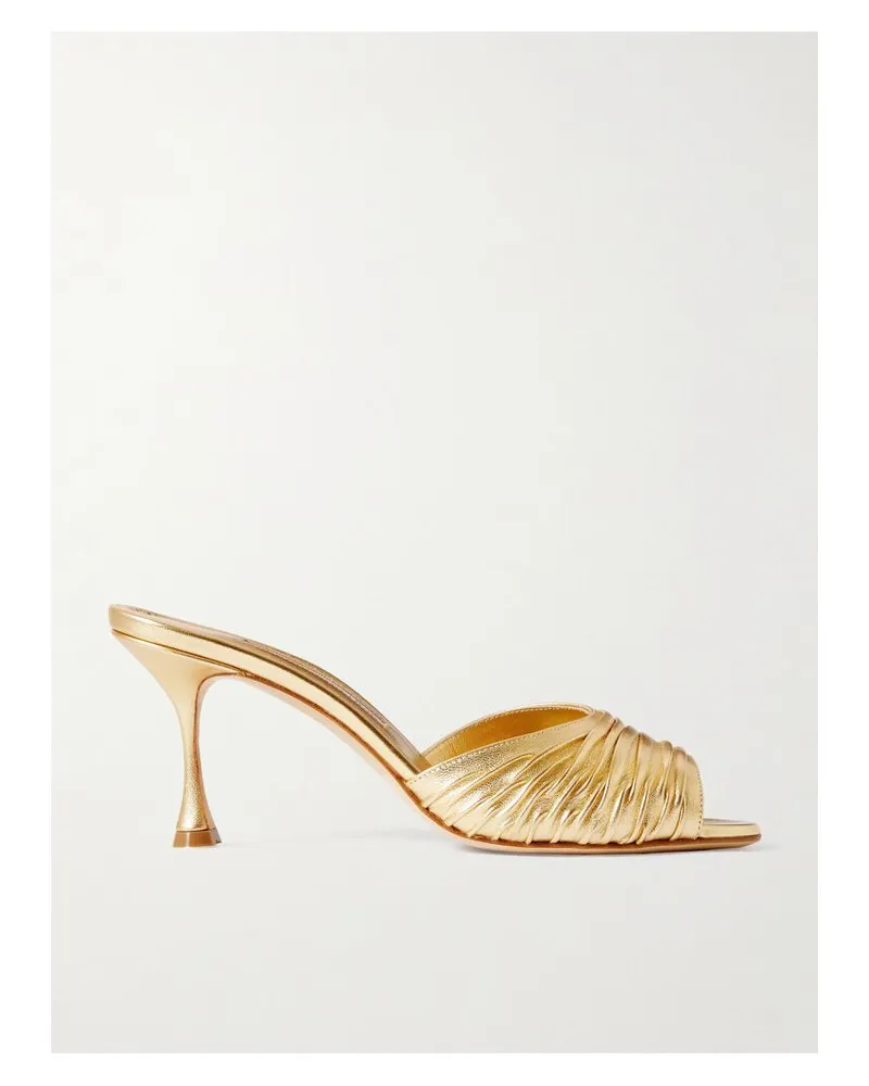Manolo Blahnik Pirua 70 Mules Aus Metallic-leder - Gold Gold