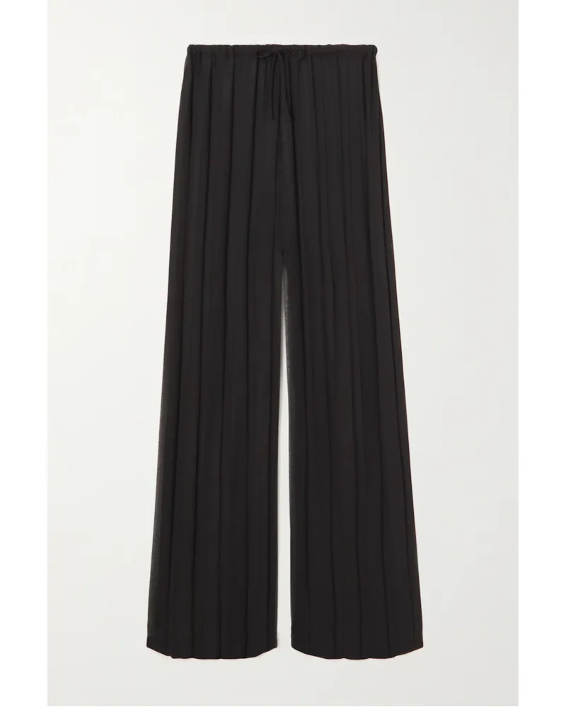 Dries van Noten Hose aus Chiffon mit Geradem Bein Und Falten Schwarz