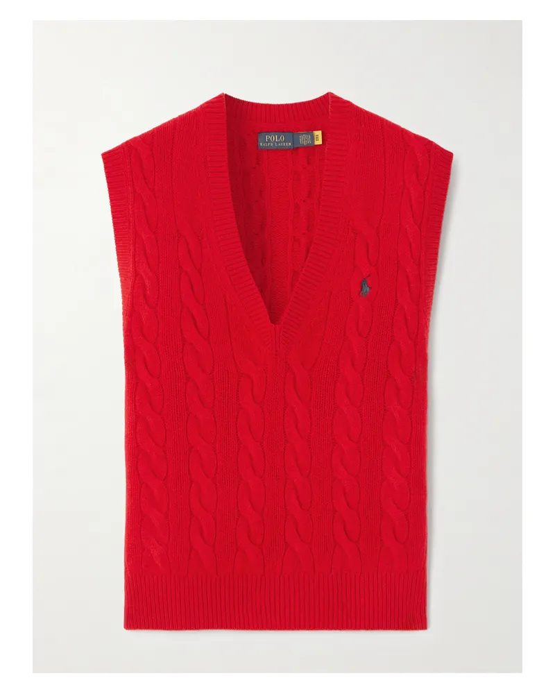 Ralph Lauren Pullunder Aus Einer Woll-kaschmirmischung In Zopfstrick - Rot Rot