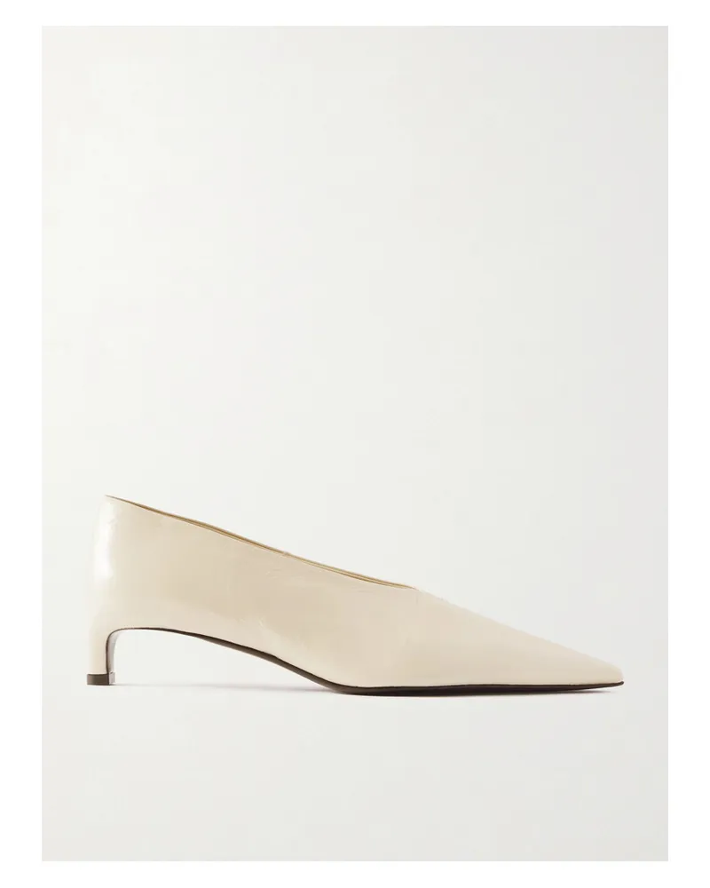 Jil Sander Crinkled Patent-leather Pumps - Off-white Off-white
